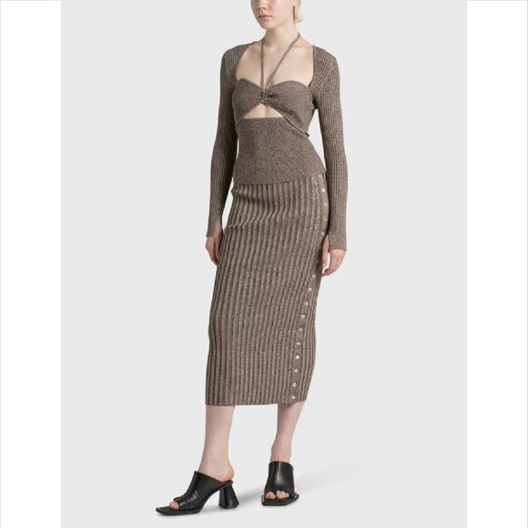 NWT Jonathan Simkhai Alexia Compact Rib Sweetheart Pullover - Picture 7 of 7